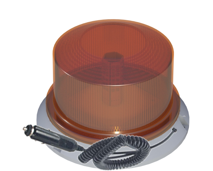 Strobe-Beacon Amber-Plastic-24LED-Amber Lens 12-72V Magnetic Base + Vehicle lighter plug